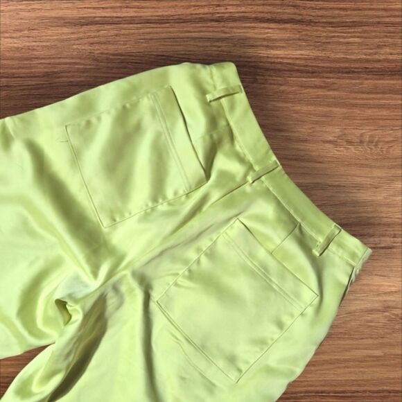 House of Harlow Yellow Green Satin Cargo Pants - Picture 4 of 5
